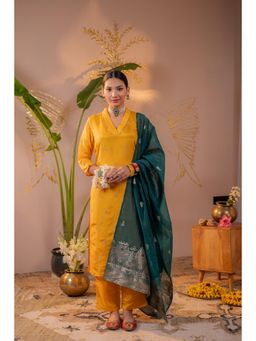 Juniper - Women Mustard Kurta With Pant And Dupatta