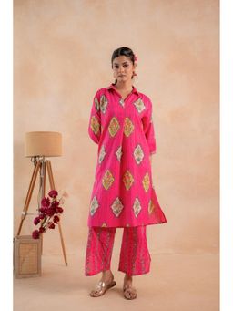 Juniper - Women Pink Heritage Print Kurta And Pant