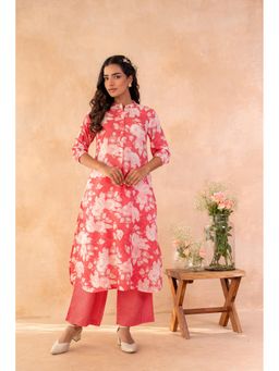 Juniper - Women Red Bloom Floral Kurta And Pant