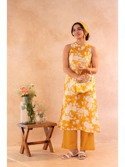 Juniper - Women Sunlit Bloom Mustard Kurta And Pant
