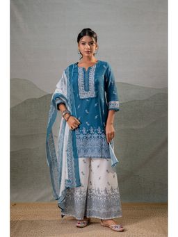 Juniper - Women Indigo Kurta With Palazzo And Dupatta