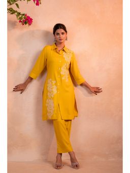 Juniper - Women Mustard Bloom Printed Kurta With Pant
