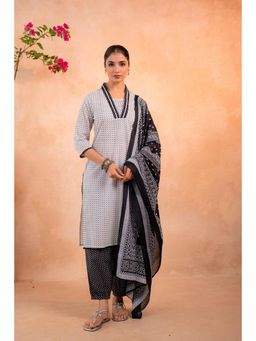 Juniper - Womem Echo Black Printed Kurta Pant And Dupatta