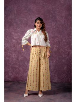 Juniper - Women Phoolwari Yellow Top With Pant