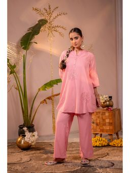 Juniper - Women Pink Whisper Embroidered Kurta With Pant