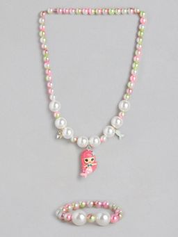 EL REGALO - Kids Girls Jewellery Multi Color Necklace and Bracelet Combo (Set of 2)