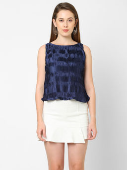 MISH - Navy Blue Textured A Line Top