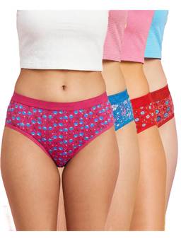 T.T. - Womens Desire Hi-Cut Printed Panties (Pack of 4)