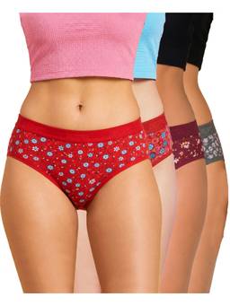 T.T. - Womens Desire Hi-Cut Printed Panties (Pack of 4)