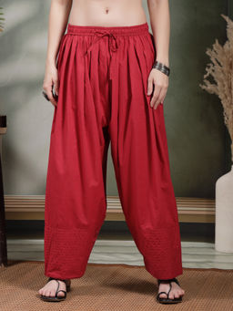 Clora Creation - Maroon Solid Thread Work Farshi Salwar