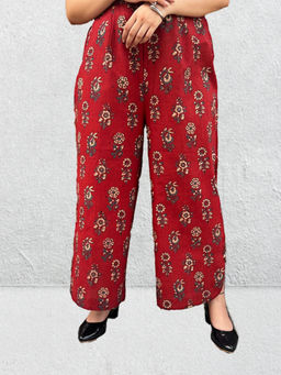 Laado - Michika Madder Red Pure Cotton Ajrakh Printed Palazzo