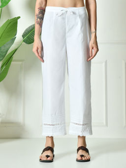 Laado - White Solid Straight Pant