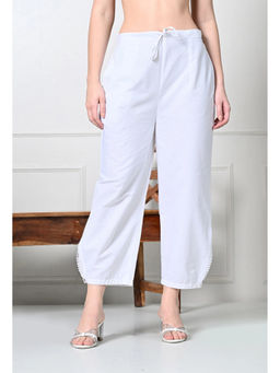 Laado - White Soild Side Cut Lace Salwar