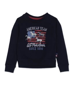 U.S. POLO ASSN. - Boys Navy Crew Neck Brand Print Sweatshirt