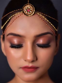 AG'S - Kundan and Ruby Stones With Antique Gold Plated Mathapatti