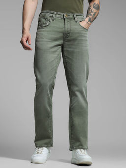 Jack & Jones - Men Green Solid Clean Look Jeans