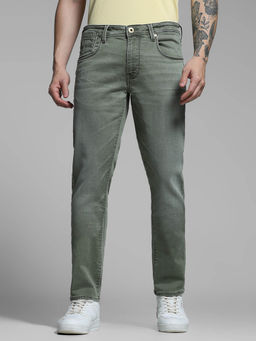 Jack & Jones - Men Green Solid Clean Look Jeans