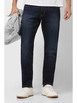 Peter England - Men Navy Blue Solid Clean Look Jeans