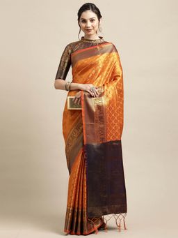 Odette - Yellow Festive Silk Blend Woven Design Saree with Unstitched Blouse