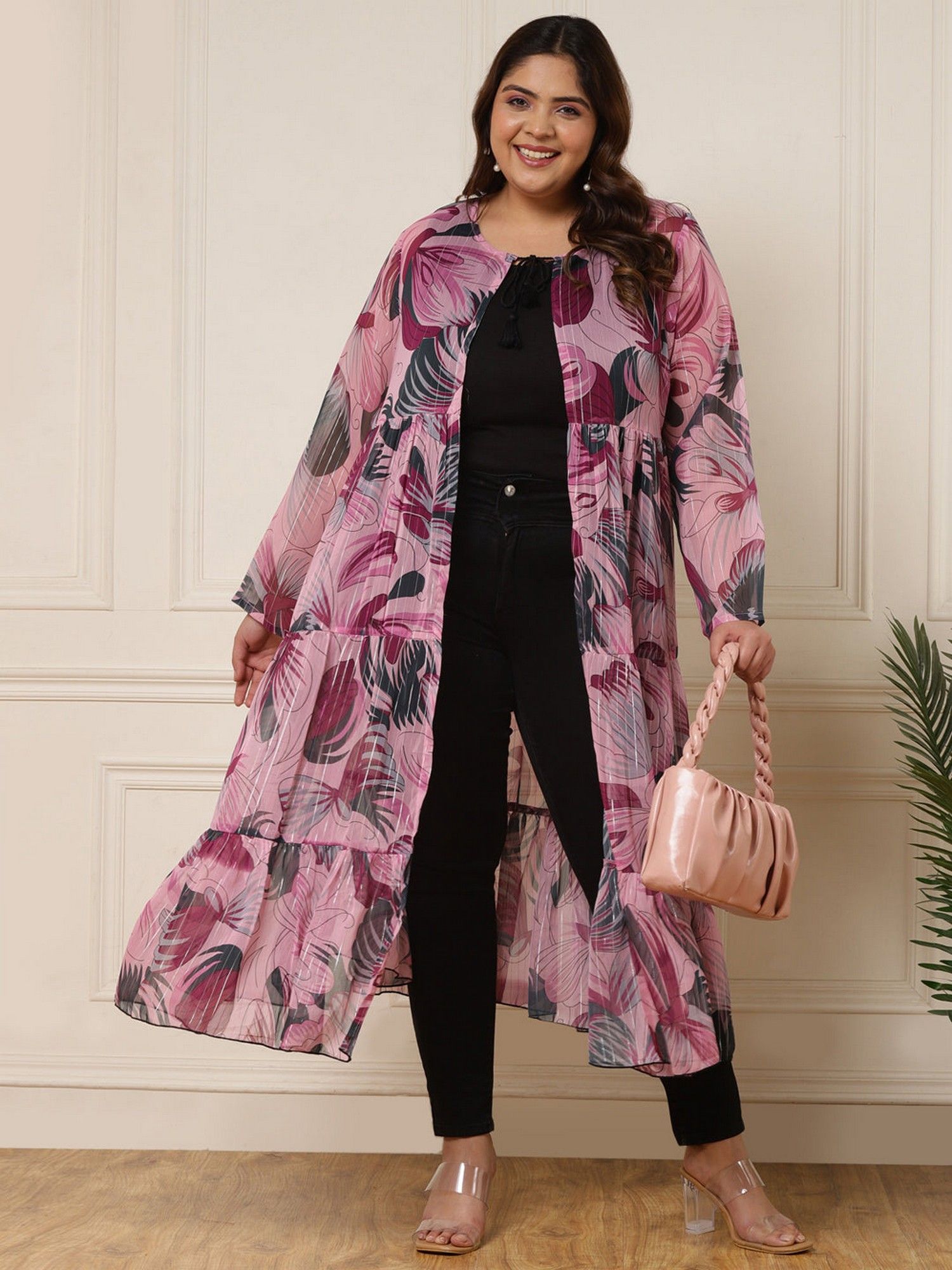 deebaco Women Plus Size Multi-Color Printed Tier Shrug-picture-19
