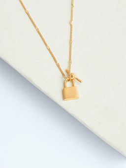 Lilly & Sparkle - Gold-Toned Gold-Plated Chain with Lock and Toggle Charm