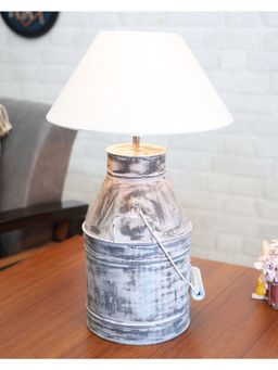 Homesake - Whitewash Milk Can Table Lamp White Cone