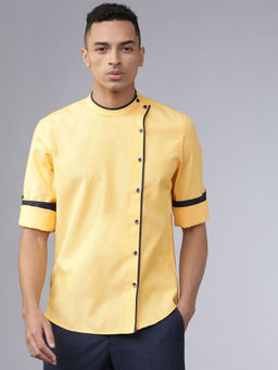 HIGHLANDER - Men's Yellow Slim Fit Solid Casual Kurta