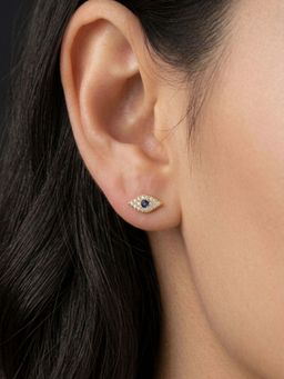 AQUASTREET - Evil Eye Zircon Studs 18K Gold Plated Waterproof, Anti-Tarnish