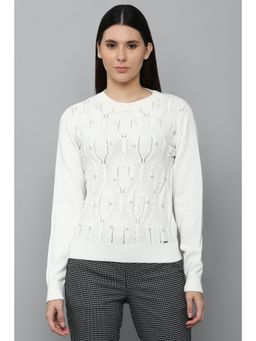 Allen Solly - Women White Textured Round Neck Casual Sweater