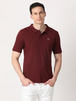 Wrangler - Men Regular Wine Solid Polo T-Shirt