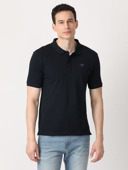 Wrangler - Men Regular Navy Solid Polo T-Shirt
