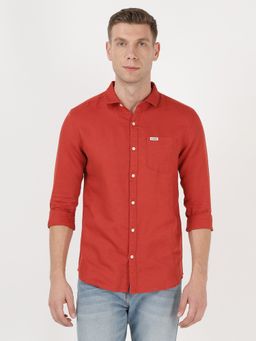 Wrangler - Men Regular Solid Maroon Shirt