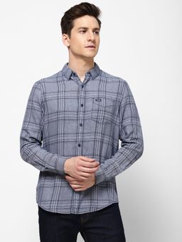 Wrangler - Mens Regular Checked Navy Shirt
