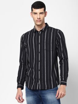 Wrangler - Mens Slim Striped Black Shirt