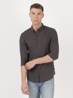 Wrangler - Mens Slim Printed Grey Shirt