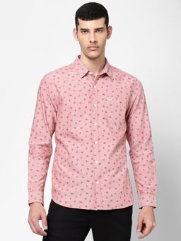 Wrangler - Mens Regular Printed Pink Shirt