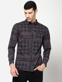 Wrangler - Mens Slim Printed Grey Shirt