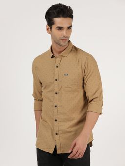 Wrangler - Mens Slim Printed Brown Shirt