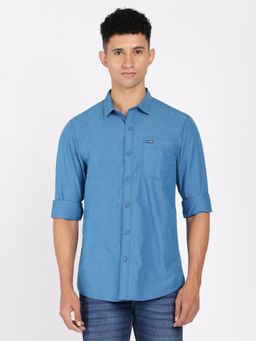 Wrangler - Men Blue Solid Slim Fit Shirt