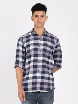 Wrangler - Men Purple Checked Slim Fit Shirt