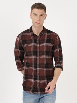 Wrangler - Men Brown Checked Brown Slim Shirt