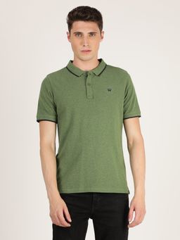 Wrangler - Men Regular Solid Green Polo T-Shirt