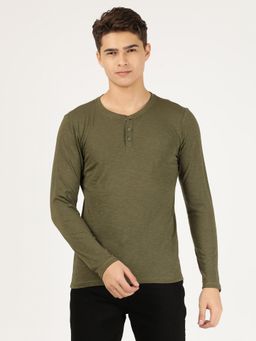 Wrangler - Mens Regular Solid Olive T-Shirt