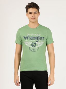Wrangler - Mens Regular Printed Green T-Shirt