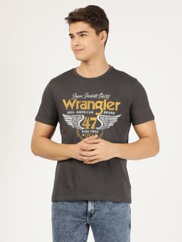 Wrangler - Mens Regular Printed Grey T-Shirt