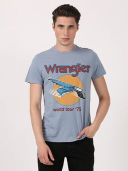 Wrangler - Men Regular Printed Blue T-Shirt