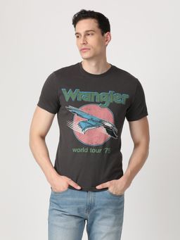Wrangler - Mens Regular Printed Grey T-Shirt