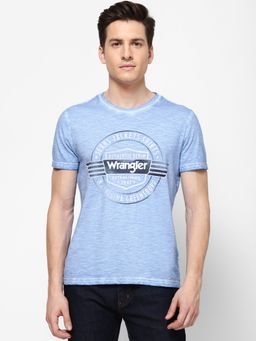 Wrangler - Mens Regular Printed Blue T-Shirt