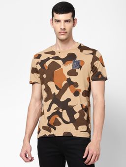Wrangler - Mens Regular Camouflage Brown T-Shirt