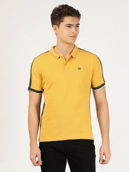 Wrangler - Mens Regular Solid Yellow Polo T-Shirt